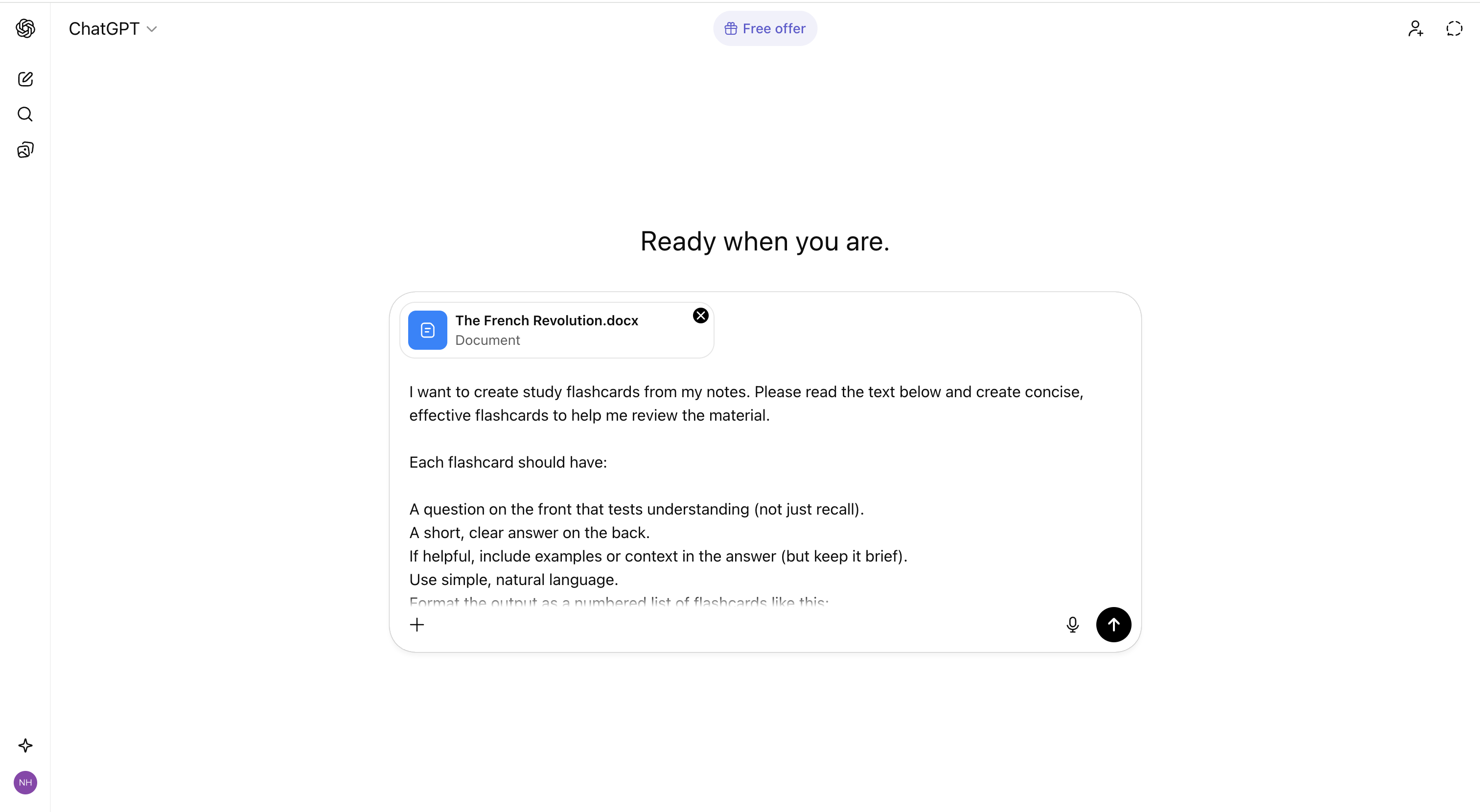 ChatGPT Flashcard Prompt